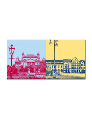 MAGNET-STORIES Schwerin - Staatstheater und Laterne + Häuser am Altstädter Markt