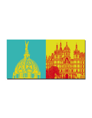 MAGNET-STORIES Schwerin - Schloss Schwerin - Kuppel Gold + Schloss Schwerin