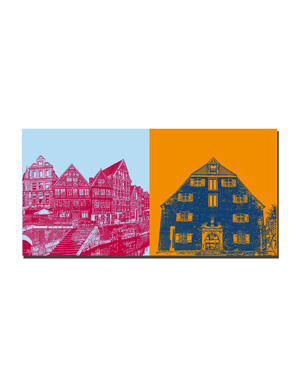 ART-DOMINO® BY SABINE WELZ Stade - Half-timbered houses at Hansehafen + Schwedenspeicher Museum