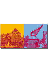 ART-DOMINO® BY SABINE WELZ Stade - Art house and half-timbered houses + Harbor crane at the fish market