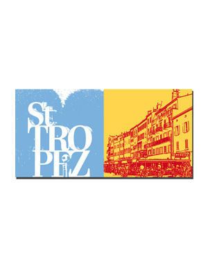MAGNET-STORIES Saint Tropez - Lettering Saint Tropez + Houses on the harbor and Seneqier