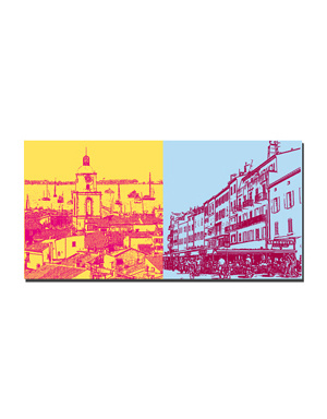 MAGNET-STORIES Saint Tropez - Blick von Zitadelle +  Häuser am Hafen und Seneqier