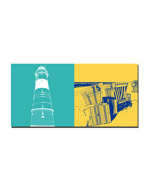 MAGNET-STORIES Sylt - Leuchtfeuer Kampen + Chaises de plage Weststrand