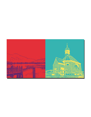 MAGNET-STORIES Tegernsee - Blick Tegernsee + Wallberg, Heilig Kreuz-Kirche