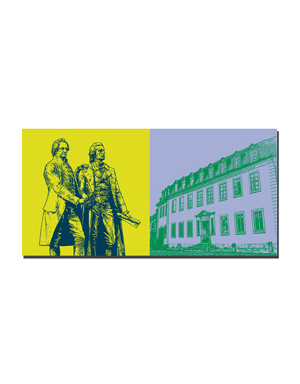 ART-DOMINO® BY SABINE WELZ Weimar - Goethe and Schiller Monument + Goethe National Museum