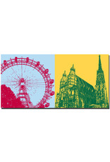 ART-DOMINO® BY SABINE WELZ Vienna - Ferris wheel in Prater + Stephansdom