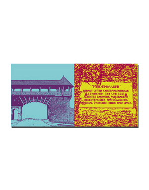 MAGNET-STORIES Wiesbaden - Heidemauer mit Römertor + Schild Heidenmauer