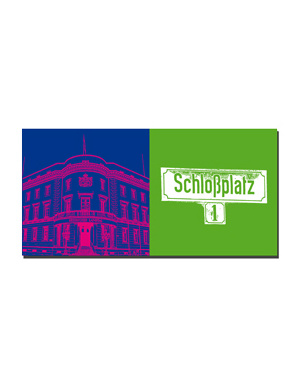 ART-DOMINO® BY SABINE WELZ Wiesbaden - Hessischer Landtag + Schild Schlossplatz