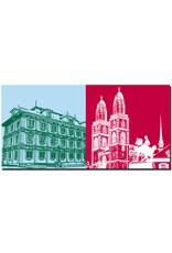 MAGNET-STORIES Zurich - Mairie + Grossmünster avec monument équestre