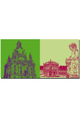 ART-DOMINO® BY SABINE WELZ Dresde - Frauenkirche + Zwinger-Wallpavillon