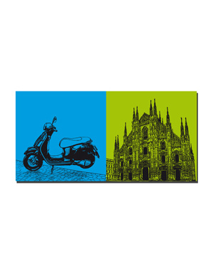 ART-DOMINO® BY SABINE WELZ Milan - Vespa + Duomo