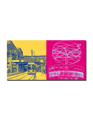ART-DOMINO® BY SABINE WELZ Berlin - Station Friedrichstrasse + Horloge mondiale