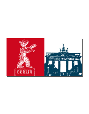 ART-DOMINO® BY SABINE WELZ Berlin - Bear of Berlin + Brandenburg Gate