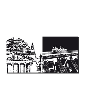 ART-DOMINO® BY SABINE WELZ Berlin - Reichstagsgebäude + Brandenburger Tor