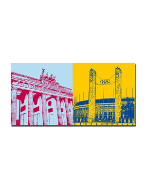 ART-DOMINO® BY SABINE WELZ Berlin - Brandenburg Gate + Olympic Stadium