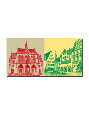 ART-DOMINO® BY SABINE WELZ Erfurt - Hôtel de ville + Maisons au marché aux poissons