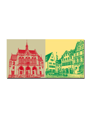 ART-DOMINO® BY SABINE WELZ Erfurt - Town Hall + Houses at the fish market