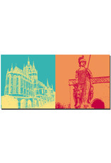 ART-DOMINO® BY SABINE WELZ Erfurt - Cathédrale Sainte-Marie + Statue sur la place de la cathédrale