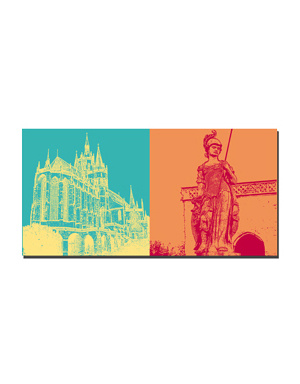MAGNET-STORIES Erfurt - Cathédrale Sainte-Marie + Statue sur la place de la cathédrale