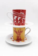 ART-DOMINO® BY SABINE WELZ Berlin Espresso cup 03 - Brandenburger Tor + Goldelse