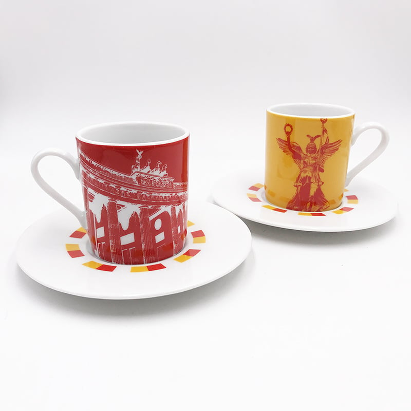 ART-DOMINO® BY SABINE WELZ Berlin Espresso cup 03 - Brandenburger Tor + Goldelse