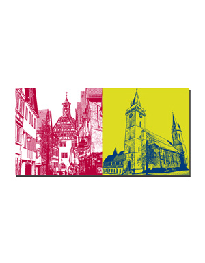 ART-DOMINO® BY SABINE WELZ Öhringen - Old Town Street and Old Town Hall + Stiftskirche