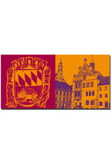 ART-DOMINO® BY SABINE WELZ Freising - City coat of arms + Town Hall with Asamhaus
