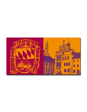 ART-DOMINO® BY SABINE WELZ Freising - City coat of arms + Town Hall with Asamhaus