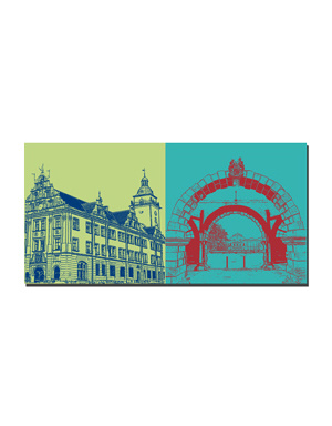 MAGNET-STORIES Gotha - Rathaus, Längsseite + Schloß Friedenstein Torbogen