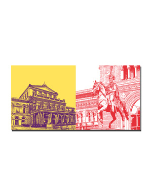 MAGNET-STORIES Hanover - Staatsoper + Ernst-August von Hannover vor dem Hauptbahnhof