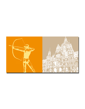 ART-DOMINO® BY SABINE WELZ Hanover - Archer in front of the town hall + Town hall