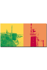 MAGNET-STORIES Helgoland - Vue côtière de la pointe nord + phare avec bouclier Lummenfelsen