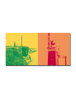 MAGNET-STORIES Helgoland - Vue côtière de la pointe nord + phare avec bouclier Lummenfelsen