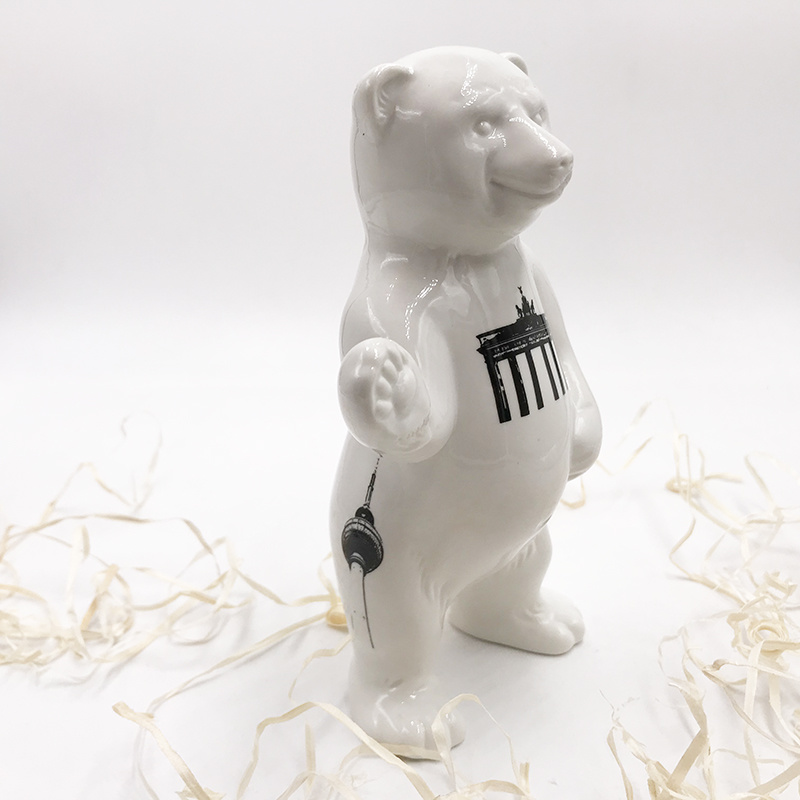 ART-DOMINO® BY SABINE WELZ Porcelain bear from Berlin - With Berlin Tattoos