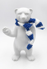 ART-DOMINO® BY SABINE WELZ Porcelain bear from Berlin - With blue and white scarf