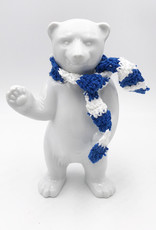 ART-DOMINO® BY SABINE WELZ Porcelain bear from Berlin - With blue and white scarf