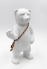ART-DOMINO® BY SABINE WELZ Porcelain bear from Berlin - With black, red and yellow sash