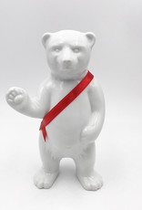 ART-DOMINO® BY SABINE WELZ Porcelain bear from Berlin - With red sash