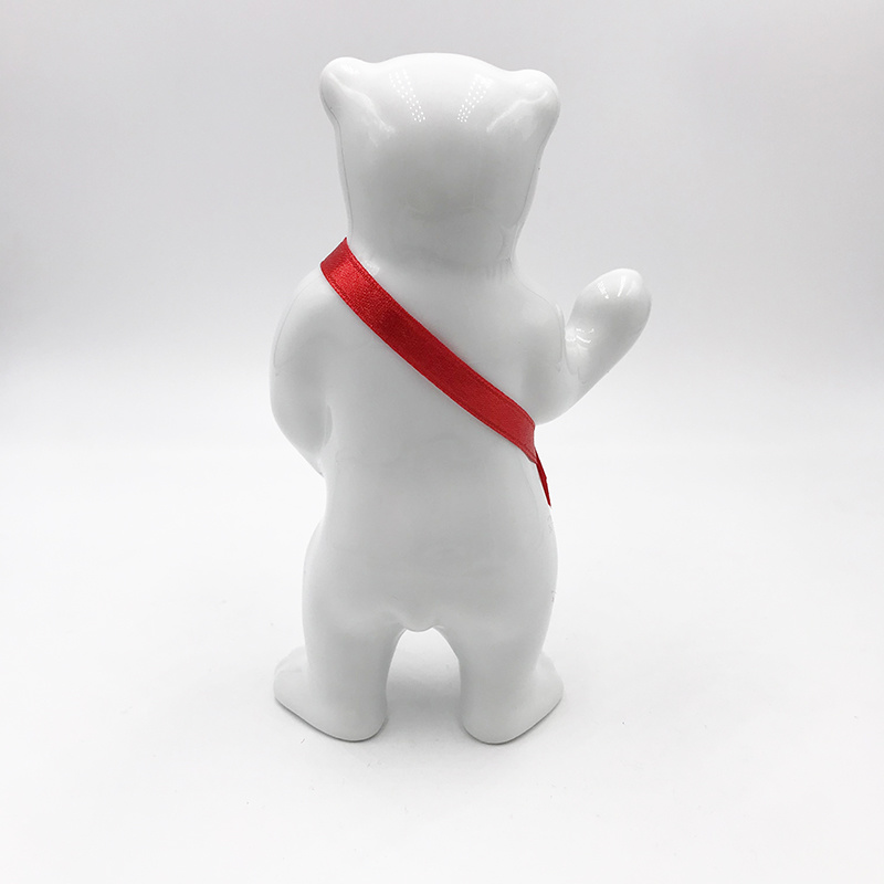 MAGNET-STORIES Porcelain bear from Berlin - With red sash