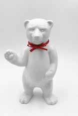 ART-DOMINO® BY SABINE WELZ Porcelain bear from Berlin - With red collar