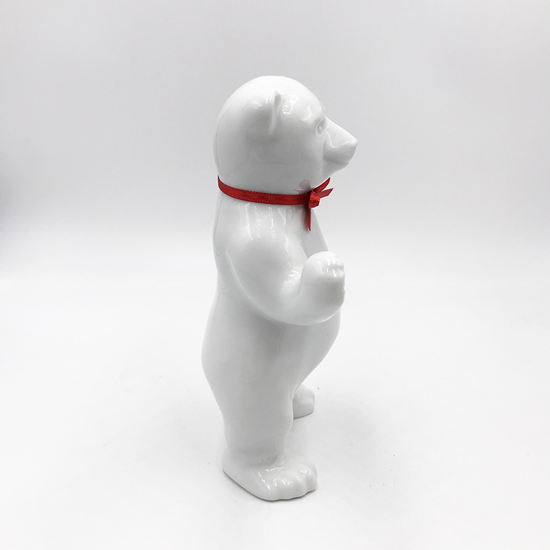 ART-DOMINO® BY SABINE WELZ Porcelain bear from Berlin - With red collar