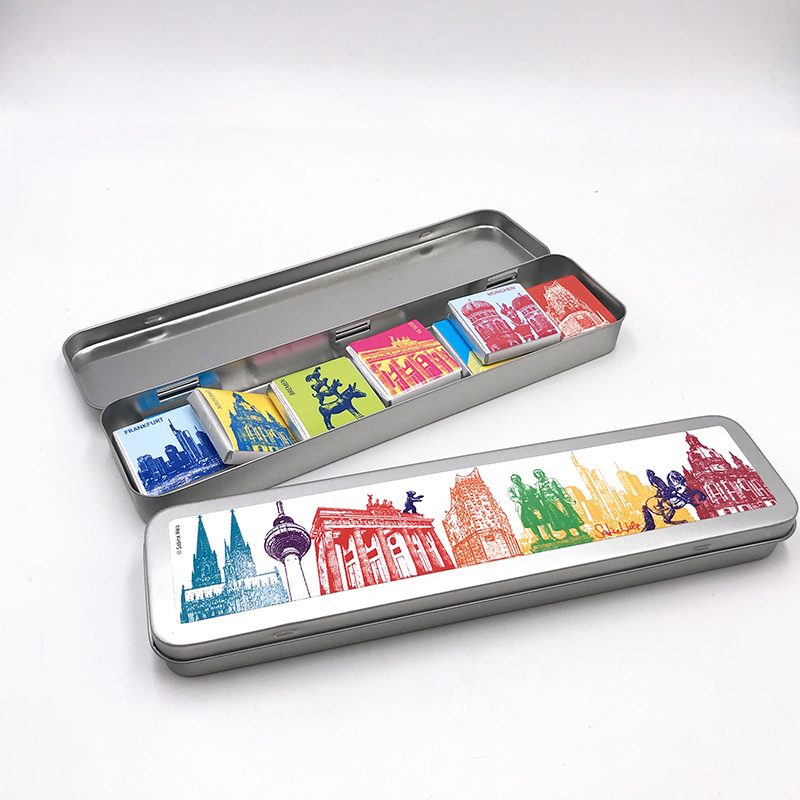 ART-DOMINO® BY SABINE WELZ Chocolate with Germany motifs in a metal tin