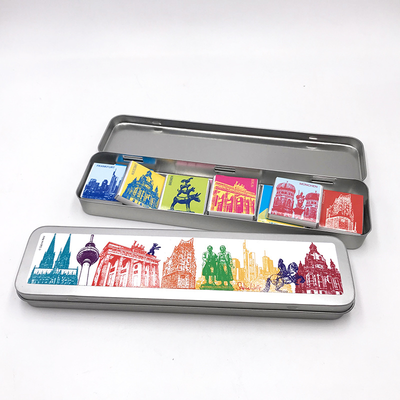 ART-DOMINO® BY SABINE WELZ Chocolate with Germany motifs in a metal tin