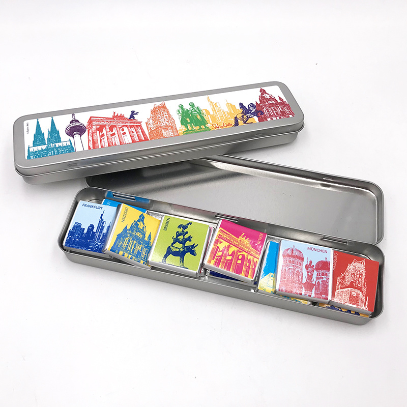 ART-DOMINO® BY SABINE WELZ Chocolate with Germany motifs in a metal tin