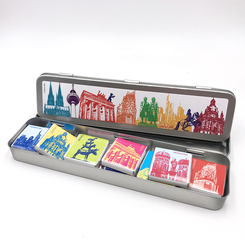 ART-DOMINO® BY SABINE WELZ Chocolate with Germany motifs in a metal tin