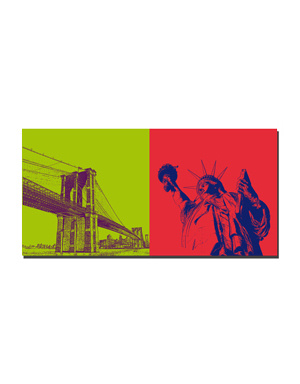 ART-DOMINO® BY SABINE WELZ New York - Brooklyn Bridge + Statue of Liberty