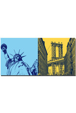 MAGNET-STORIES New York - Statue of Liberty and Manhattan Bridge