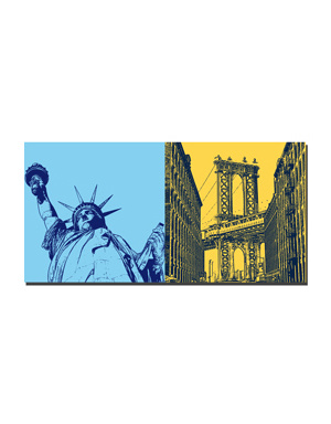 MAGNET-STORIES New York - Statue of Liberty and Manhattan Bridge
