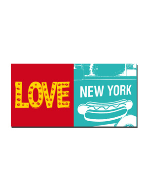 MAGNET-STORIES New York - Love sign and NYC hot dog