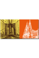MAGNET-STORIES New York - Wall Street - Brooklyn Bridge and St. Patrick`s Cathedral